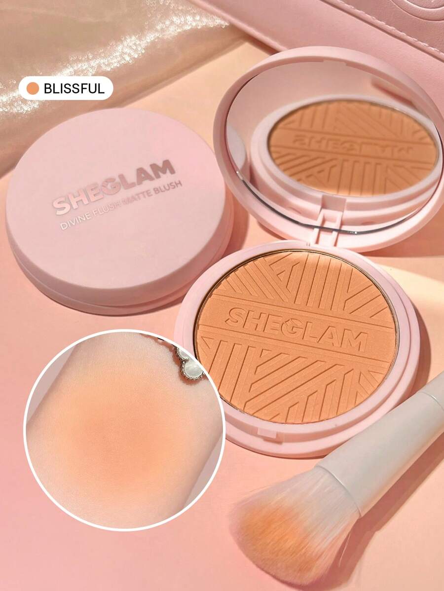 SHEGLAM Divine Flush Matte Blush-Blissful Blush Powder Highly Pigmented Non-Fading Long Lasting Glowing Lightweight Natural Blush Face Makeup Blush Brand Beauty Makeup Face Paint Cosmetic For Women Girls Perfect For Winter Spring Ideal For Y2K Fancy Fashion Suitable For Birthday Gift Party Ready Best Color - Blissful - View 1