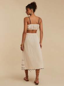 Travachic Summer Out Holiday Dating Set, Holiday Leisure Chest Embroidered Top And Skirt A Ladies Two Pieces Set, Going Out For Dating, Women's Summer Holiday, Summer Beach Holiday Two Pieces, Back To School Dress, Very Simple Dress, Office Dress, Old Money Dress, Teacher Dress, Dating Dress, Going Out For Bestie Afternoon Tea Shopping Leisure Suit, Going Out For Music Festival Suit, Women Summer Clothes Women Two Pieces Outfits