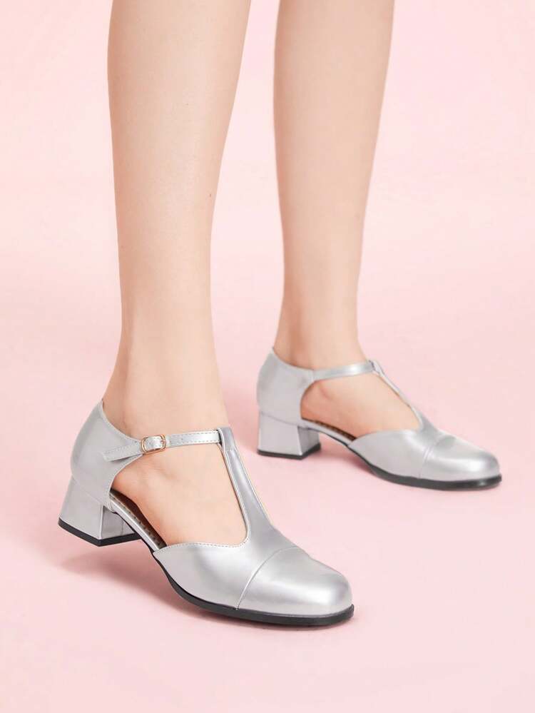 CUCCOO DOLLMOD スクエアトゥ チャンキーヒール レディースシューズ、ファッショナブルなミニマリストデザイン、バケーションやデイリーコーデに最適、かわいいレトロ/アカデミックスタイル