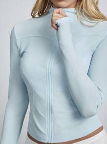 Easelle Sun Protection Jacket Mesh Breathable Haze Blue Simple Casual - Blue - View 4