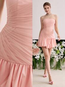 MOTF Soiréza CONTRAST MESH PUFFBALL COCKTAIL DRESS - Pink - View 1