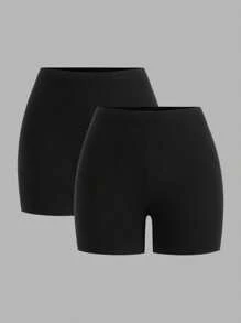SHEIN EZwear Leggins courts slim en tricot casual pour femmes, pour l'été