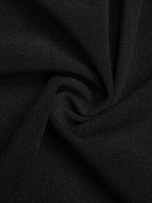 Celure Button Decor V-Shape Elastic Waist Fitted Short Skirt, Versatile For Plus Size - Black - View 5