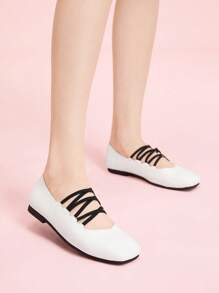 CUCCOO DOLLMOD Women White Flat Slip-On Square Toe Shoes - White - View 1
