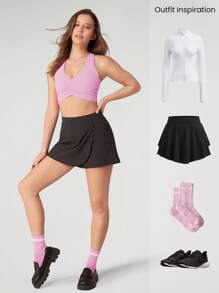 GLOWMODE FeatherFit™ Ruched Racerback Sports Bra Gym - Bubblegum Pink - View 7