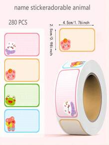 SHEIN 280pcs Cartoon Name Stickers, Colorful Label Stickers, Self-Adhesive Cube Stickers For Students Back To School Back To School