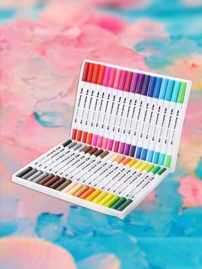 12/24/36/48/60/80/120/100 Color Watercolor Brush Dual-Tip Marker Pen, Back To School Supplies, Office, Art, Diary, Bullet Journal, Art Supplies. Back To School