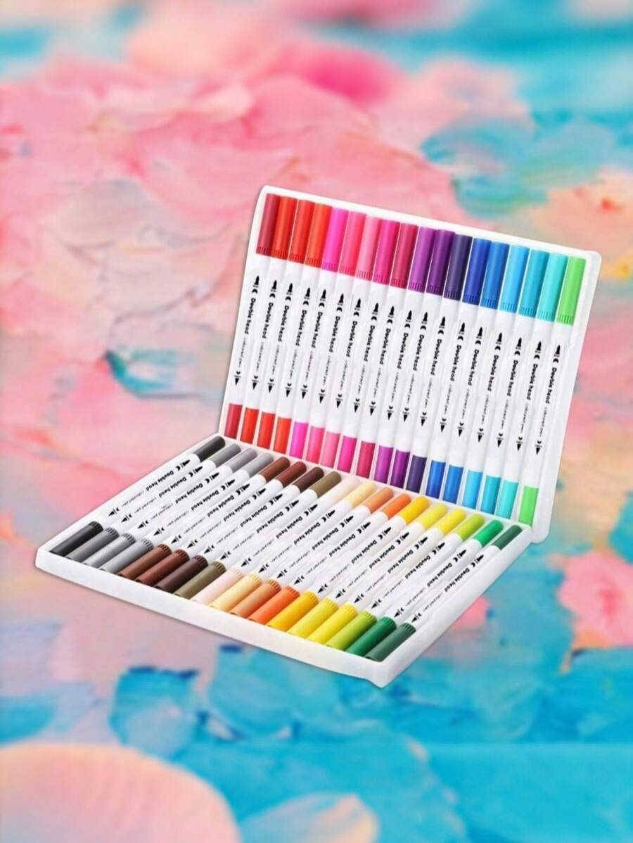 12/24/36/48/60/80/120/100 色水彩笔双头马克笔，返校用品，办公用品，美术用品，日记本，子弹日记本，美术用品。返校用品 - 彩色 - 查看 1