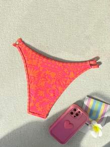 Swim Chiccia New High Cut Multi-Color Leaf Print Sexy Bikini Swimwear For Summer Beach Vacation - Multicolor - View 2