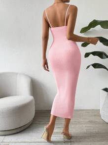 SHEIN Clasi Casual Solid Color Bodycon Knit Camisole Dress