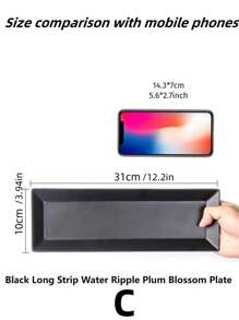 SHEIN 1 pieza Bandeja nueva de melamina mate, plato rectangular para sushi, bandeja de plástico, color negro, apto para juegos de té, cristalería, caramelos, galletas, pan, bodas, banquetes, regalos, cumpleaños