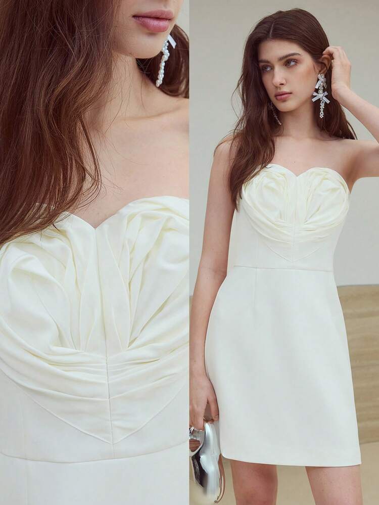 MOTF STUDIO LINED FOLD PLEATED DRESS
