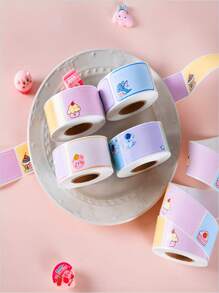 SHEIN 280pcs Cartoon Name Stickers, Colorful Label Stickers, Self-Adhesive Cube Stickers For Students Back To School Back To School