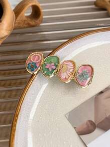 Zazumi 1/2 pieza Clip para el cabello con efecto de goteo de esmalte tipo dopamina y bosque, nuevo estilo retro 2024 para flequillo de mujer, clip elegante para el cabello estilo pasador roto y clip de pato