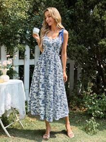 EMERY ROSE Vestido de mujer de largo medio con tirantes finos, de moda para el verano - Multicolor - Ver 8