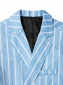 Manfinity Mode Men's Striped & Lapel Neck Long Sleeve Blazer And Shorts Suit Set Men Casual Suit
