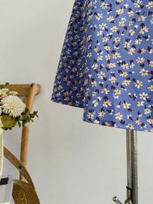 Soleia Lace Up Ditsy Floral Dress - Blue - View 5