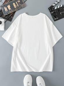 Black Jack X SHEIN Men's Portrait & Letter Print Round Neck Short Sleeve T-Shirt, Suitable For Summer