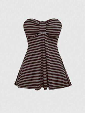 Goth Y2K Vintage-Inspired Striped Cropped Midriff Camisole