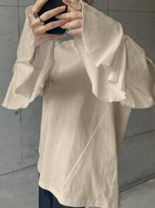 FRIFUL Women's White Loose T-Shirt, Bell Sleeve, Basic Tee For Spring,Fall Clothes