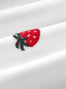 Maija Kids Maija Kids Loose Casual Strawberry Print Frill Collar Shirt For Young Girls - White - View 6