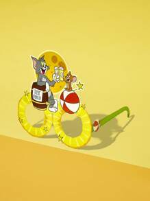 TOM & JERRY X SHEIN 可爱卡通猫和老鼠图案时尚派对眼镜，夏季