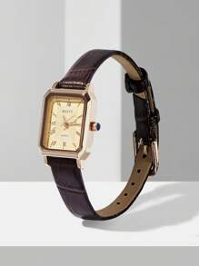 MOTF PREMIUM RELOJ DE MUJER DE CUADRADO DORADO ROSA CON NÚMEROS ROMANOS - Marrón - Ver 5