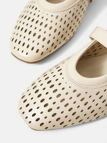 MOTF PREMIUM BAILARINAS TRANSPIRABLES CON DISEÑO POINTELLE, ESTILO RETRO DE ESTILO MARY JANES, ZAPATOS PLANOS CASUALES DE MODA Y CÓMODOS PARA MUJER - Albaricoque - Ver 6