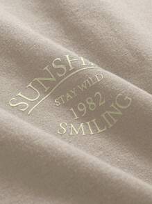 DAZY Letter Graphic Round Neck Tee - Apricot - View 3