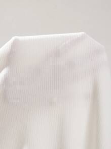 SHEIN EZwear Camiseta crop unicolor tejido de canalé - Blanco - Ver 8