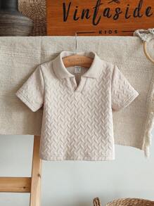 SHEIN Vintaside Kids Baby Boy Cute Comfortable Versatile All-Match Casual Fashion Textured Special Fabric Top