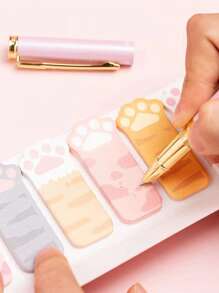 SHEIN 1pc (120Sheets In Total)Cat Paw Shaped Sticky Note.Cute Cartoon Cat Series Row Sitting Convenience Stickers,Reading Mark Index Stickers,Work Memo Stickers,Office And Learning Memo Message Stickers.