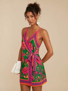 Travachic Women's Wrap Tie Side Floral Print Boho Beach Vacation Dress ,Suitable For Holiday , Afternoon Tea, Wedding Season, Beach Cruise Vacation, City Road Trip Vacation, Boho Vacation, Music Festival , Beachwear, Easter, Beach Outfits For Woman, Elegant Dress For Women, Vacation Outfits Women, Concert Outfit Women, Tropical Vacation Woman Clothes, Holiday Outfits, Bohemian Clothes,For Spring Sunmmer And Autumn