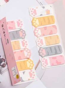 SHEIN 1pc (120Sheets In Total)Cat Paw Shaped Sticky Note.Cute Cartoon Cat Series Row Sitting Convenience Stickers,Reading Mark Index Stickers,Work Memo Stickers,Office And Learning Memo Message Stickers.