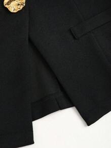 SHEIN Tall French Minimalist Basic Metal Big Button Sleeveless Tank Top For Tall Women - Black - View 3