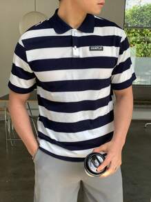 SHEIN Teen Boys Casual Short Sleeve Polo Shirt, Sports Street Punk Rock School Style For Daily Wear, Party, Music Festival, Suitable For Spring/Summer - Multicolor - View 3