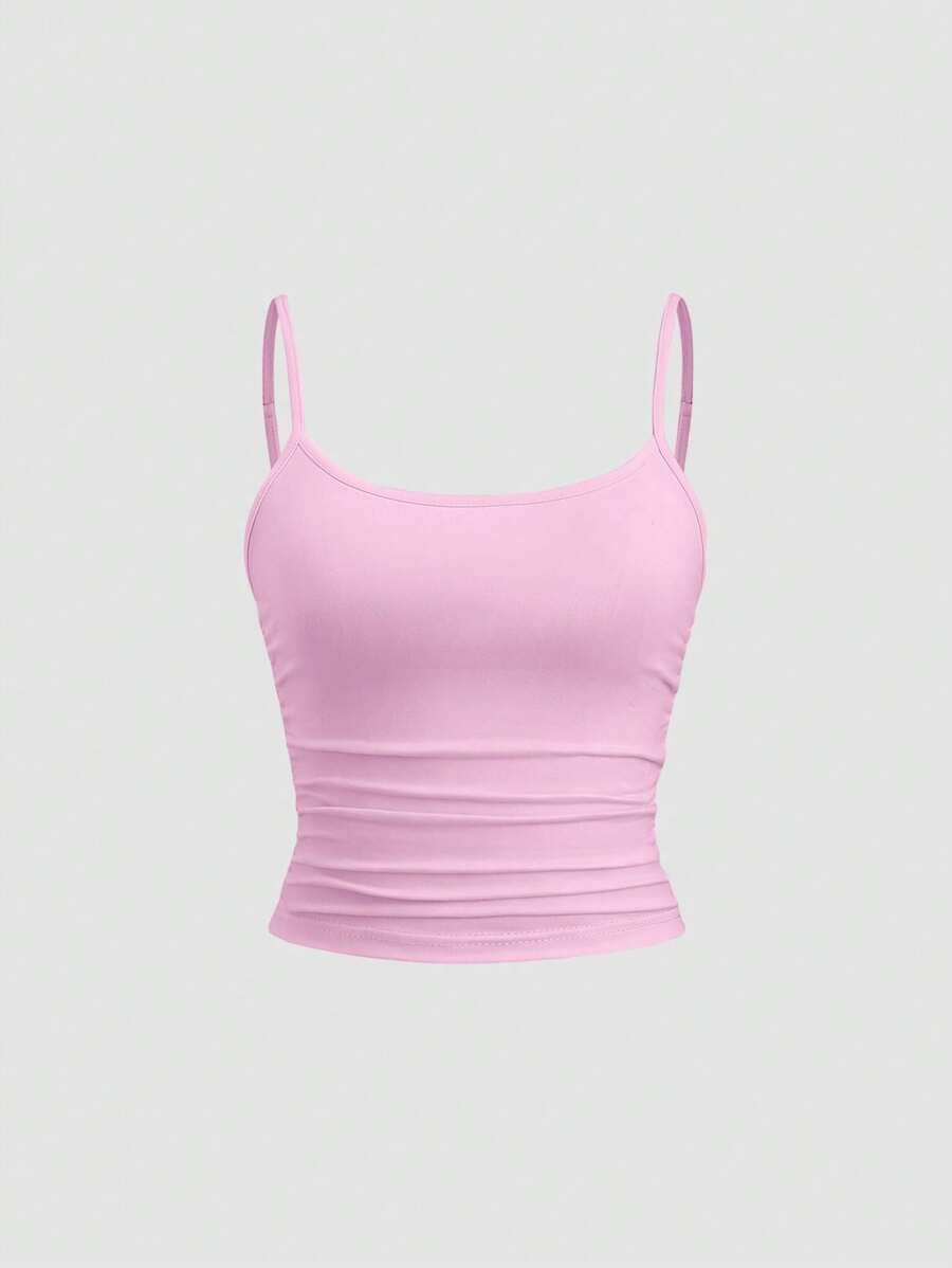 SHEIN Sweetro Women's Fitted Cami Top, Slim Fit, Layering Sleeveless Top Y2K - Baby Pink - View 1