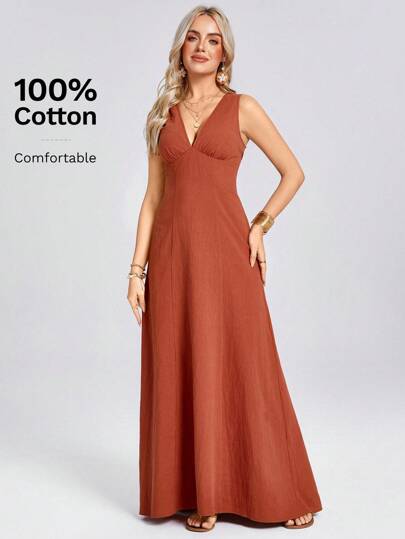 Wildy 女式无袖纯色连衣裙，春夏