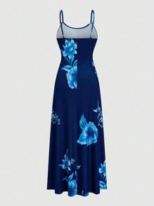 SHEIN Clasi Vestido de verano elegante con estampado floral para mujer de talla grande - Azul - Ver 2