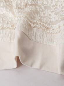 Franclia Maglietta elegante da donna con maniche a palloncino, collo rotondo, texture a righe in pizzo, adatta per primavera ed estate