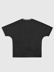 ROMWE MEN Camiseta casual de manga corta y cuello redondo con estampado de santo, versátil para hombres