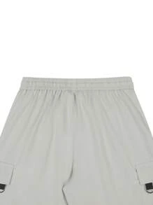 Manfinity Homme 宽松男式翻盖口袋抽绳腰工装短裤