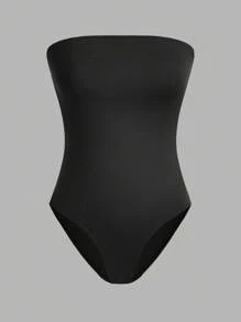 SHEIN EZwear 3件套女士休闲连体衣，黑/白/粉三色可选，夏季无缝连体衣，女士塑身抹胸连体衣，无肩带塑身衣 - 彩色 - 查看 8