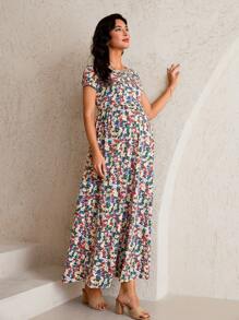 MaterniWear Vestito estivo a maniche corte per donne incinte, alla moda