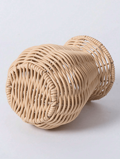 1pc Rustic Woven Rattan Flower Basket Vase Perfect Living Room Bedroom Ideal Photo Prop,Home ,Flower Vase,Centerpiece,Table view 7