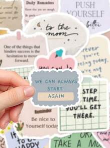 50pcs Debris In English Stickers Laptop Handbook Cell Phone Case Decorative Stickers - Multicolor - View 6