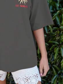 Aralina Buttery Soft Oversized Regular Length Graphic Cute Summer Tee Unisex Vacation Holiday Top