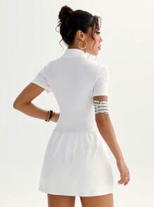 CourtClass Women's Sport Dress With Slimming Waist And Anti-Flashing Design - White - View 3