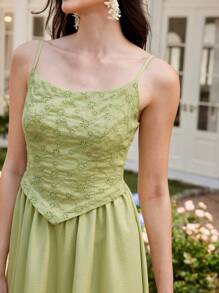 Chiquease Damen Sommer Kleid mit gewebter Stickerei, französischen Trägern, Hohlstickerei und Einsätzen für den Urlaub