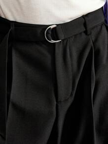 SWAVVY Men's Woven Fashion Casual Loose Solid Color Straight Leg, Black Summer Shorts Includes Belt, For Daily Summer School
